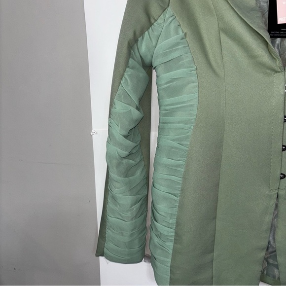Pretty Little Things Women's 8 Maternity Sage Green Ruched Side Blazer Spring - Picture 11 of 16
